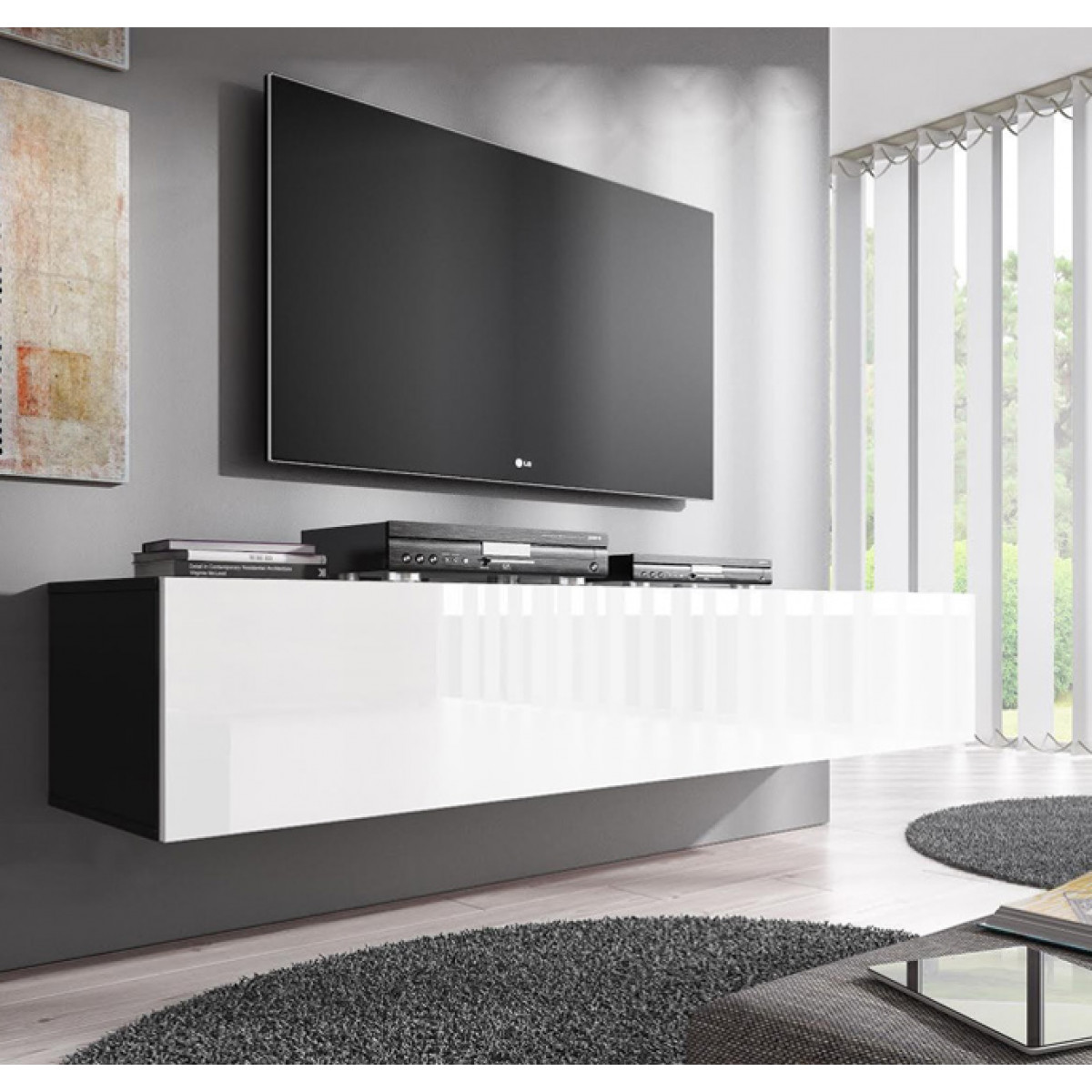 Tv meubel model fabiana xl zwart met wit